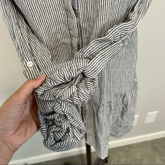 Anthropologie Sunday In Brooklyn Wiley  Striped Button Down Cotton Blouse - Picture 10 of 11